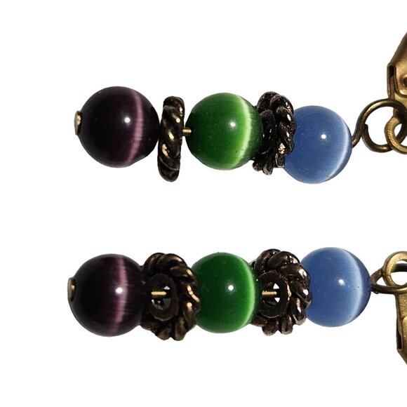 Statement Colorful Marble Beaded Drop Earrings Leverback Hooks Fashion Jewelry - Picture 2 of 4